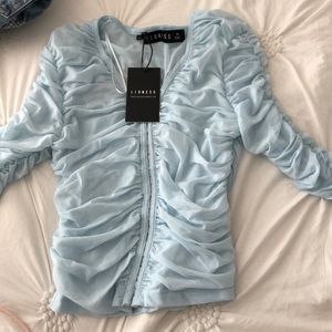 princess polly/lioness blue mesh top